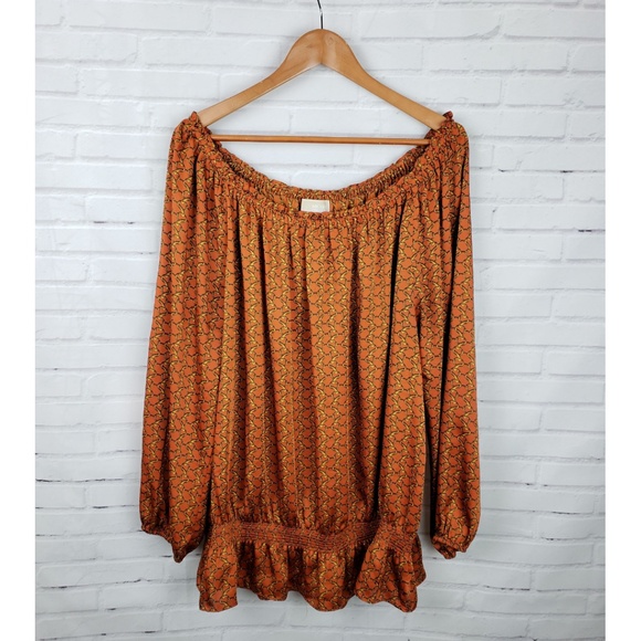 MICHAEL Michael Kors Tops - Michael Michael Kors Orange Gold Chain Blouse